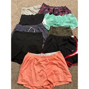 Womens Athletic Shorts Lot XL 9pc Nike UA Champion Running Lounge Mixed